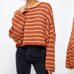 Free People Bardot Striped Sweater